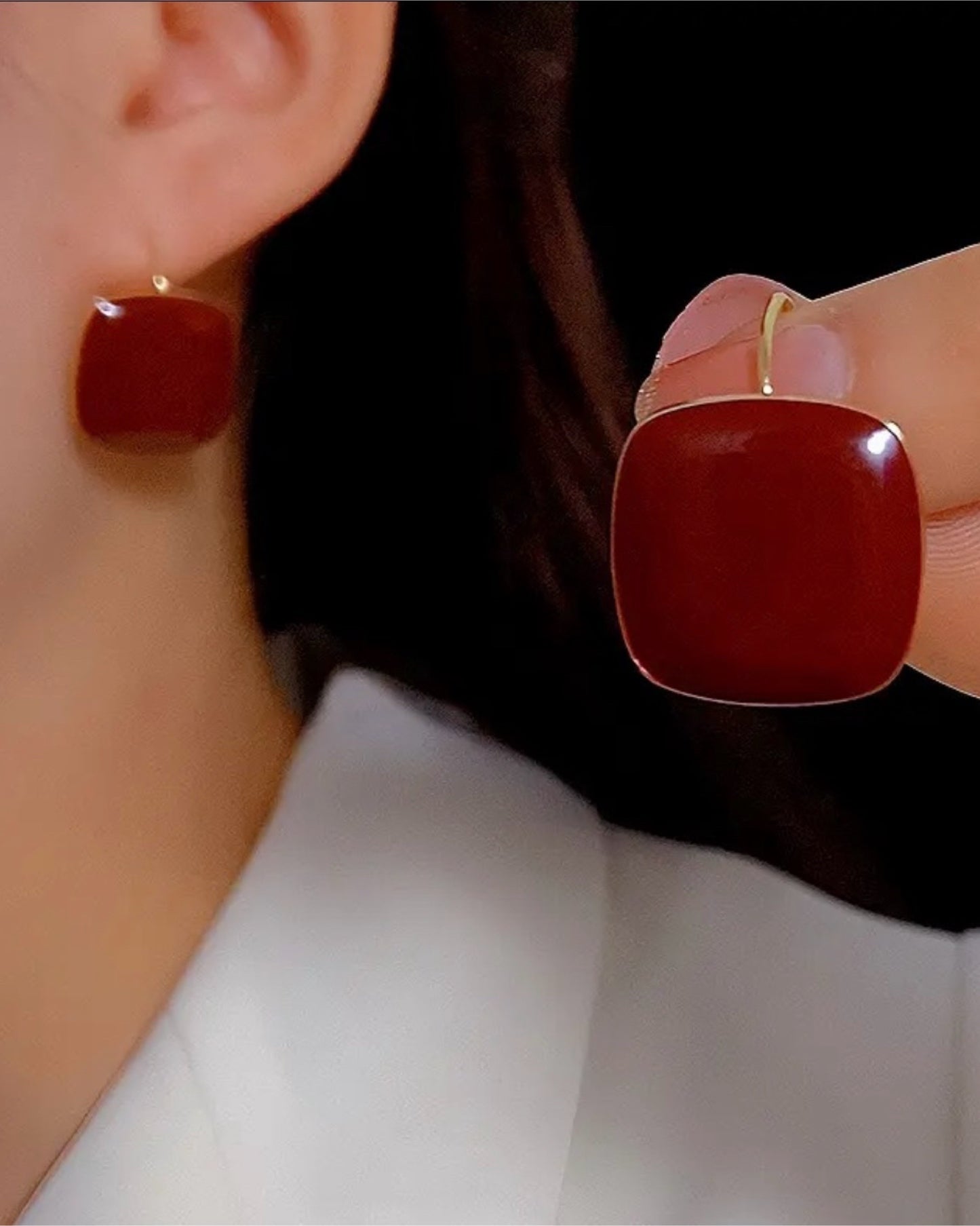 women's red earrings