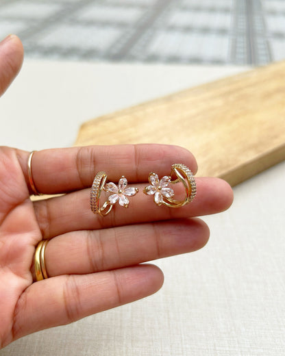 floral earrings gold