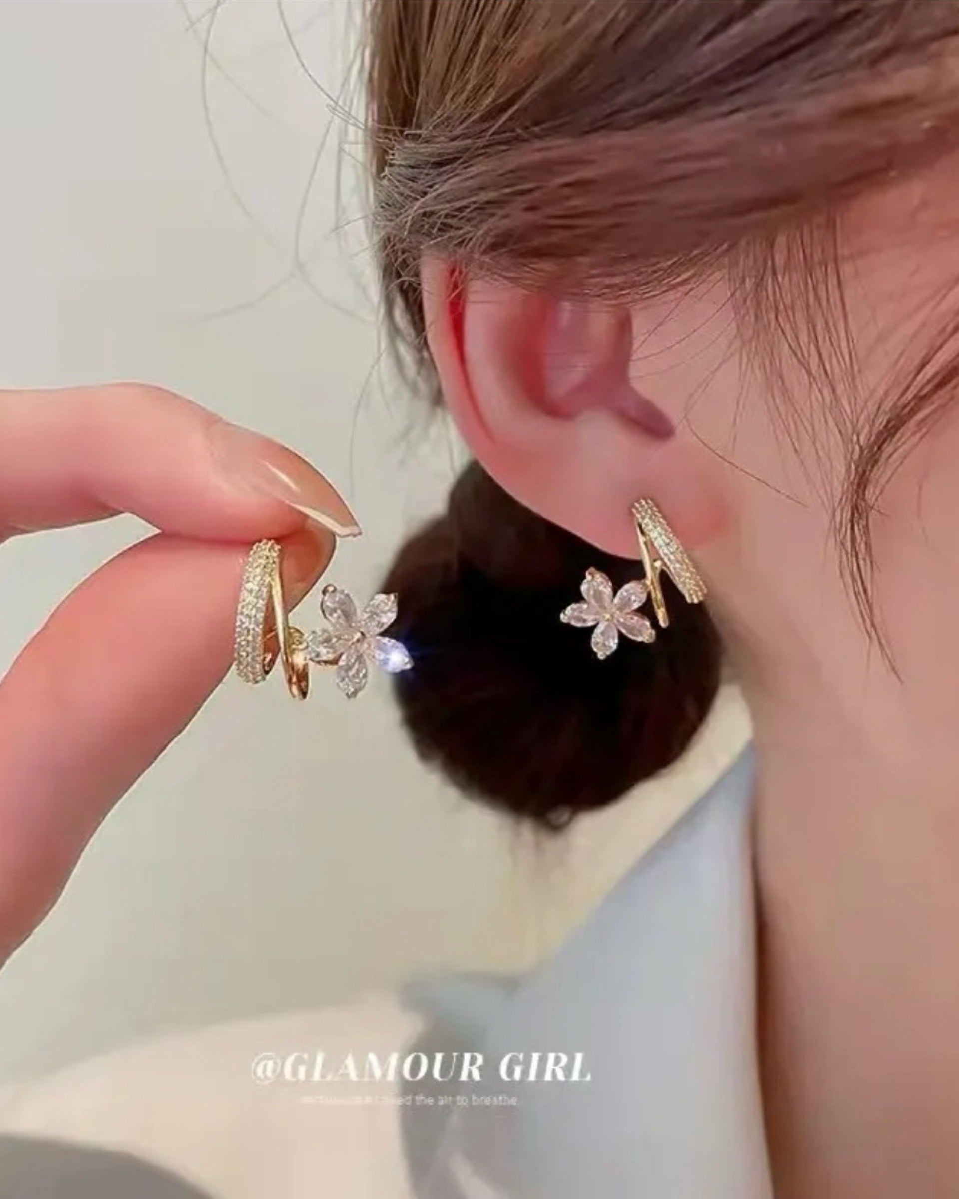 floral earrings gold