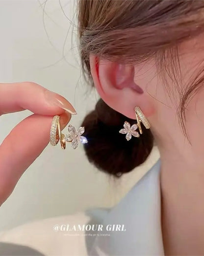 floral earrings gold