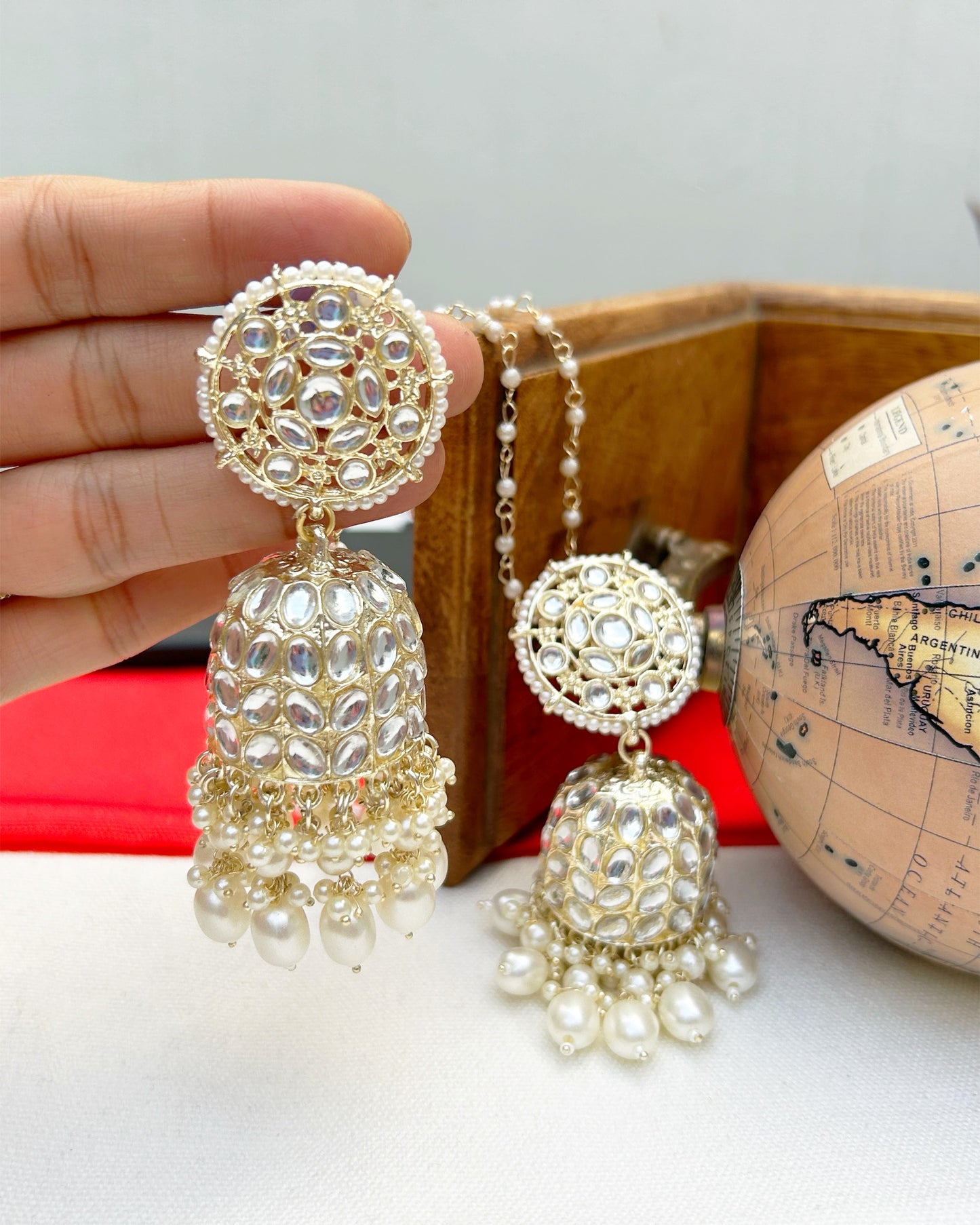 jhumka with ear chain