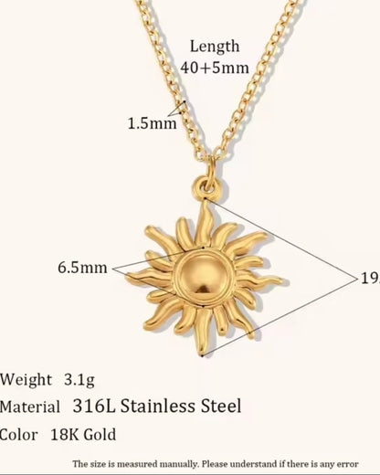 Sun Pendant Chain Necklace