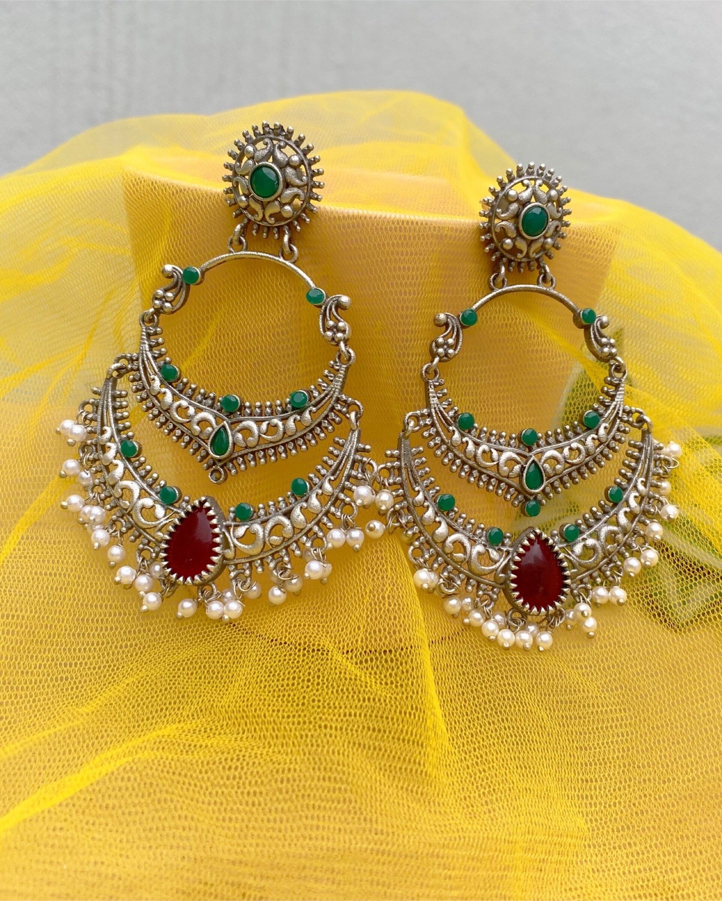 Green & Maroon Anna Chandbali