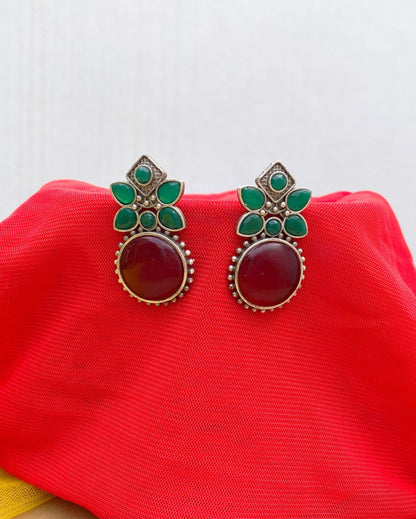 Red Ashley Brass Studs