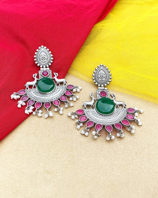 Pink & Green Azure Brass earring