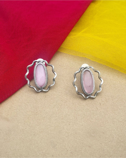 Pink Adornic Monalisa Stone Studs