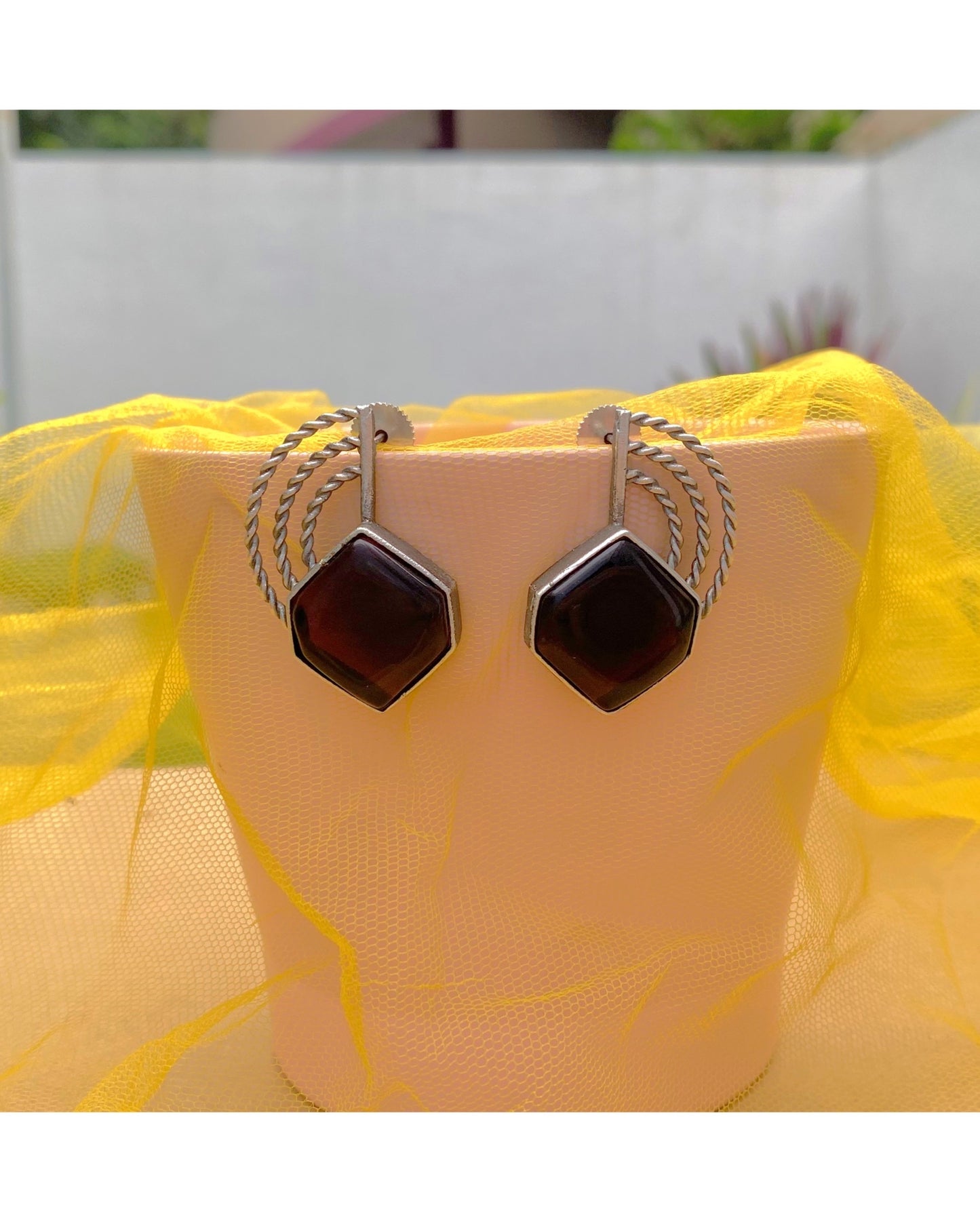 Dark Purple Amber Brass Studs