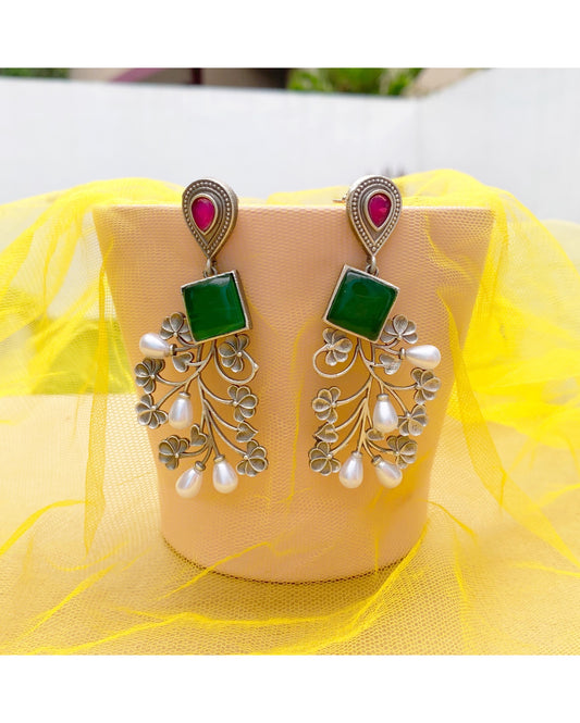 Green Amara Floral Earring