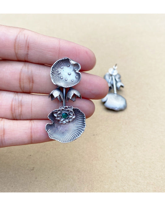 Silver Shell Design Brass Earring