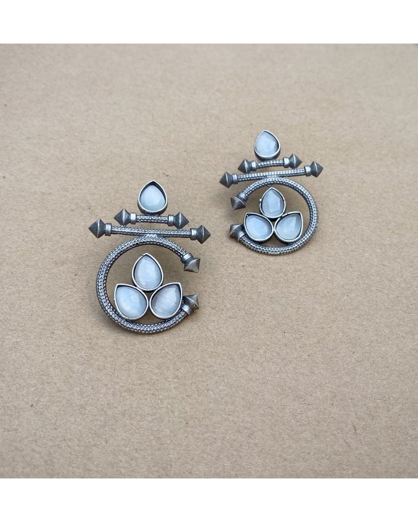 Grey Aria Half Moon Earring