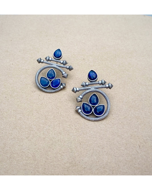 Blue Aria Half Moon Earring