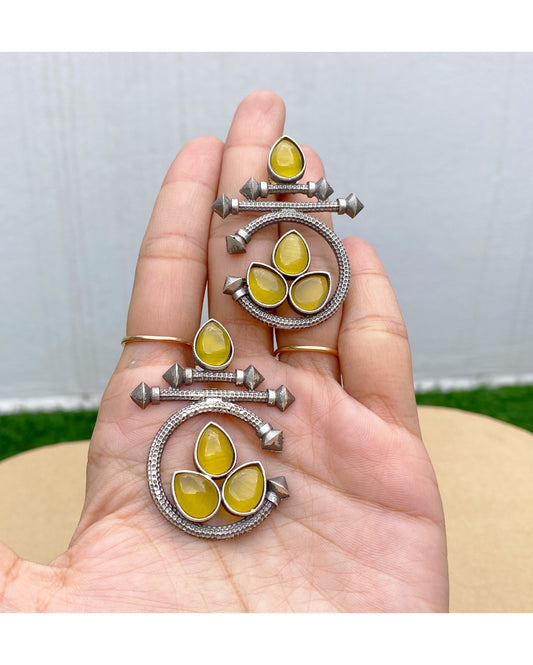 Yellow Aria Half Moon Earring