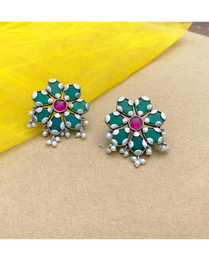 Green Alchemy Floral Studs