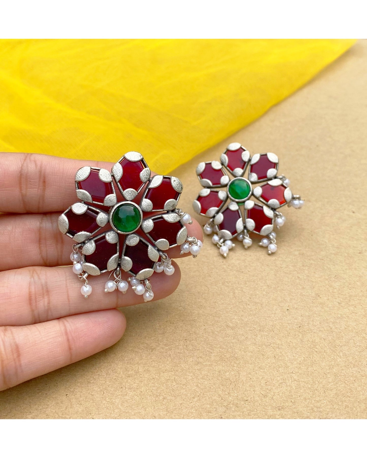 Red Alchemy Floral Studs