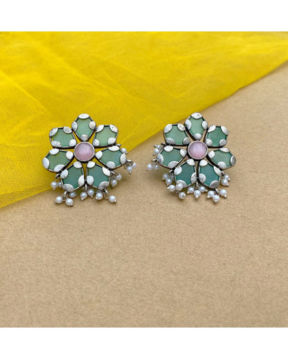 Mint Green Alchemy Floral Studs