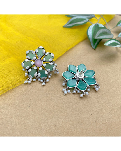 Mint Green Alchemy Floral Studs