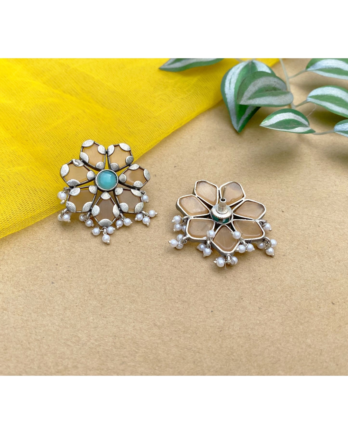 Brown Alchemy Floral Studs