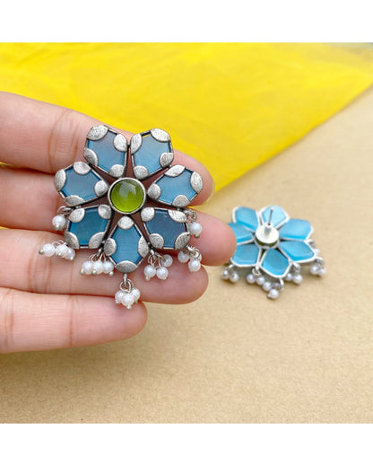 Pastel Blue Alchemy Floral Studs