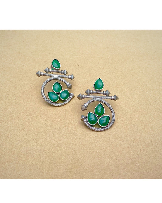 Green Aria Half Moon Earring