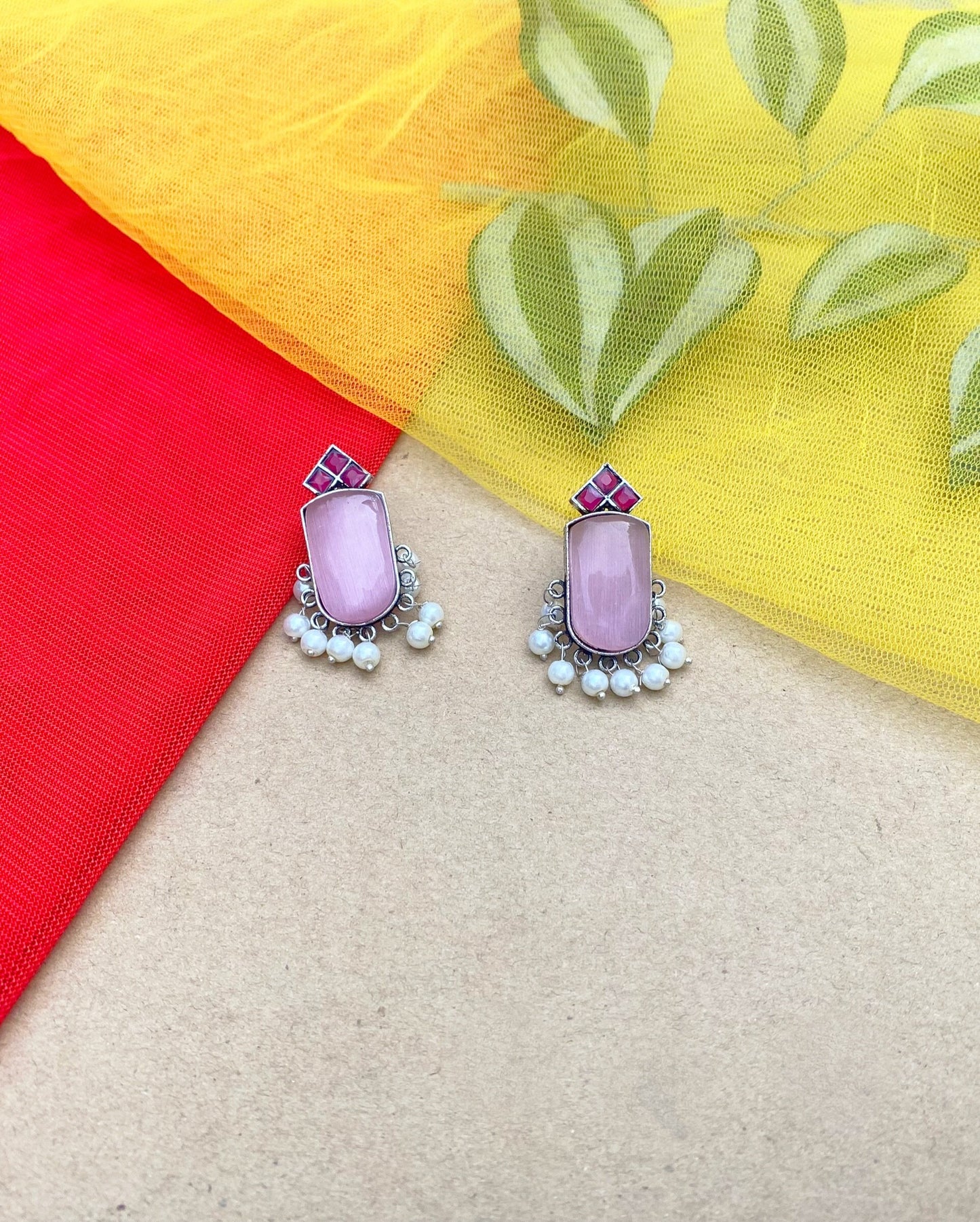 Pink Cylinderical Amara Studs