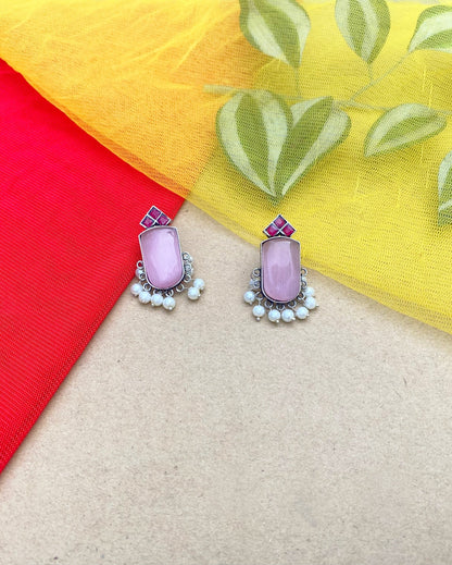 Pink Cylinderical Amara Studs