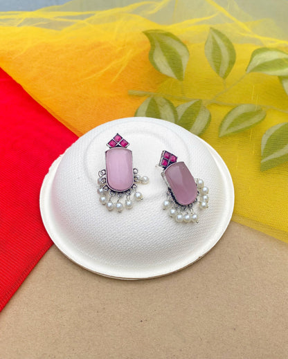 Pink Cylinderical Amara Studs