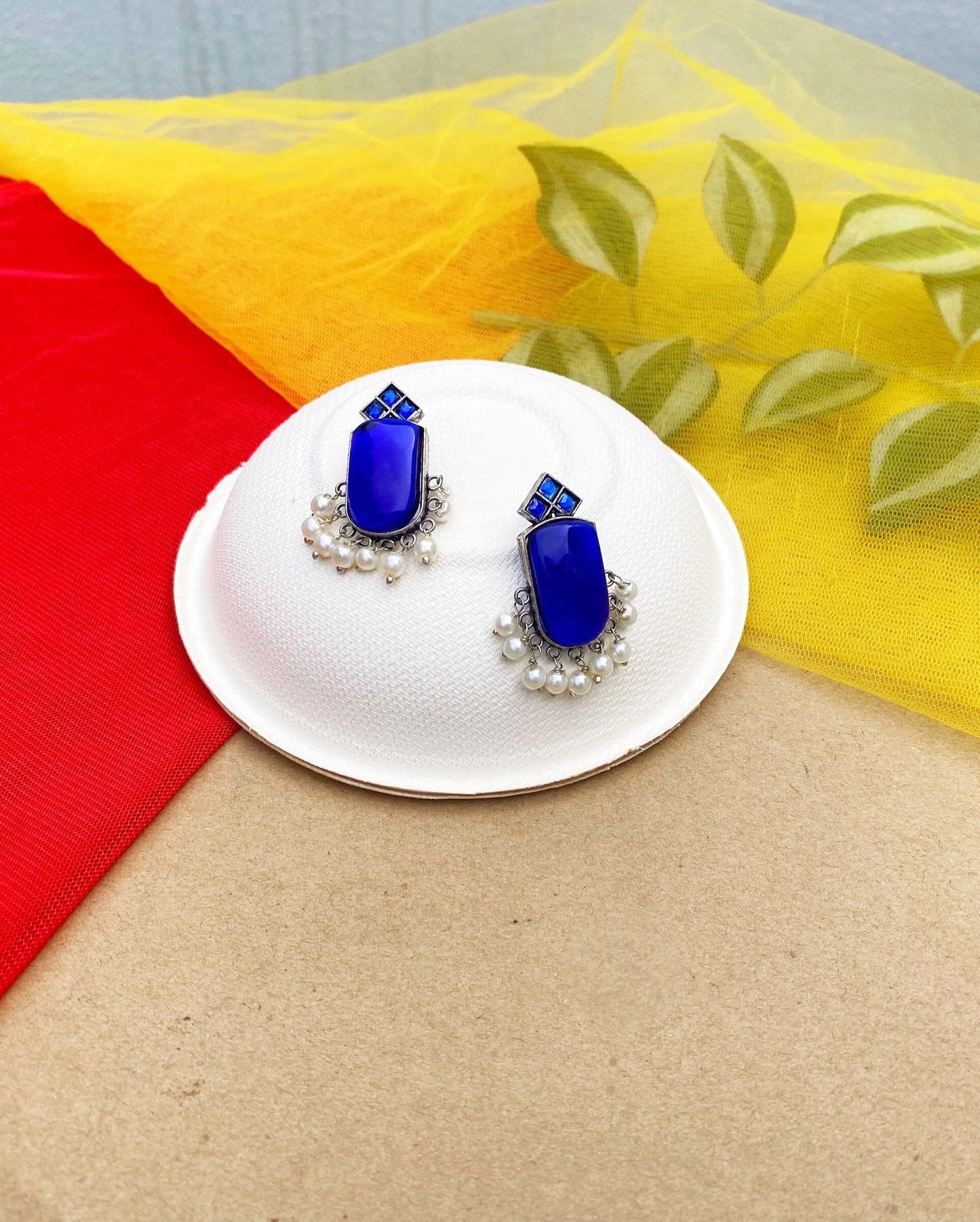 Blue Cylinderical Amara Studs