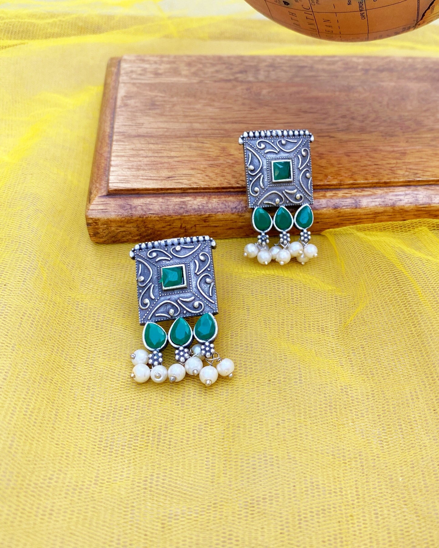 Rusty Look Aurora Green Studs