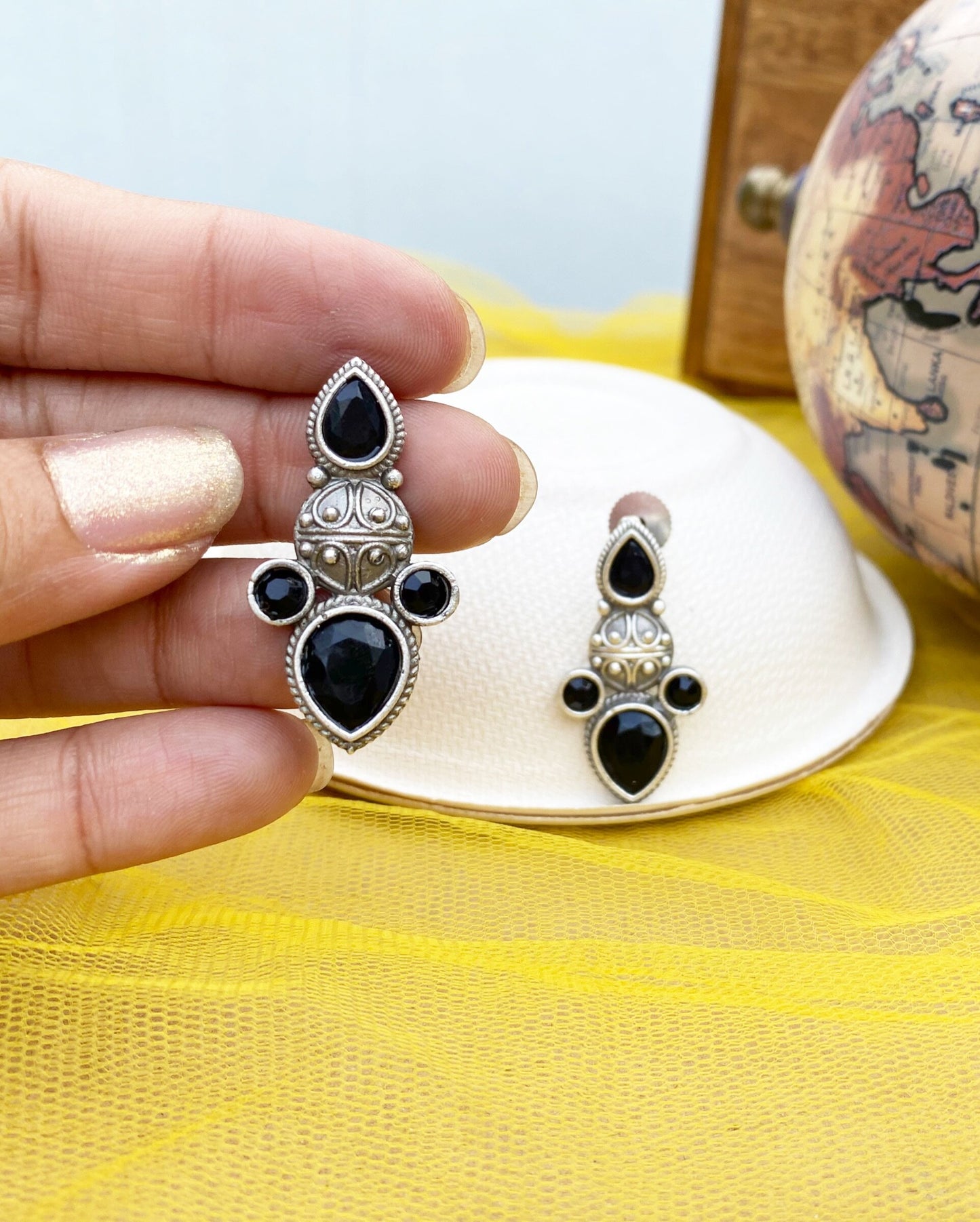 Black Sleek Annabelle Studs