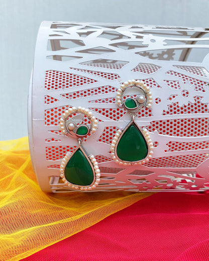 Green Peacock Engraved Ahliyas Earring