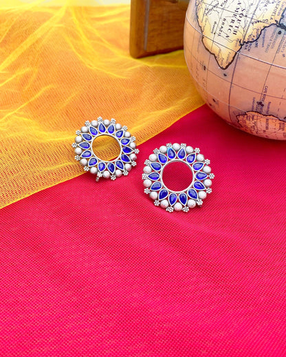 Blue Circular Aliyah Studs