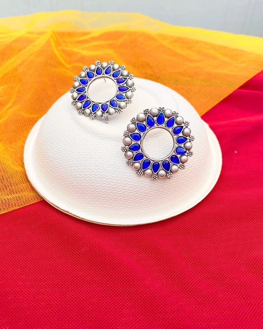 Blue Circular Aliyah Studs