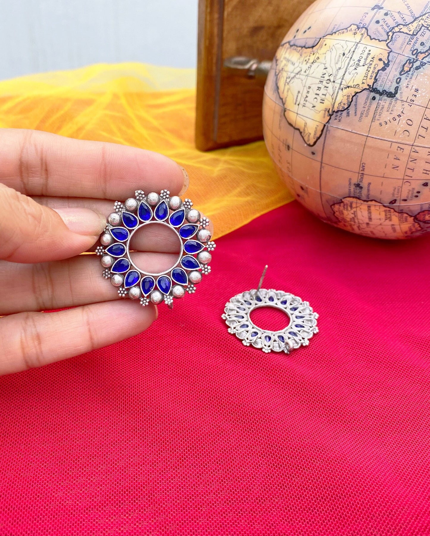 Blue Circular Aliyah Studs