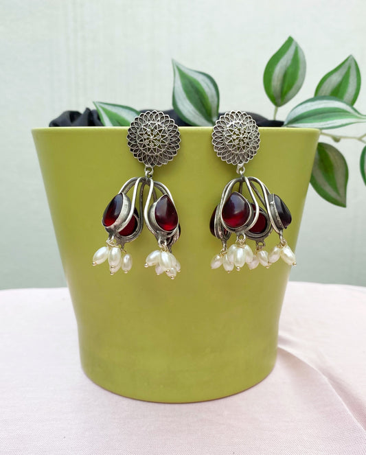 Maroon Antique Jhumkas