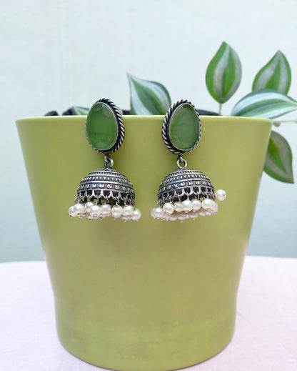 Green jhumka I Velvet Box