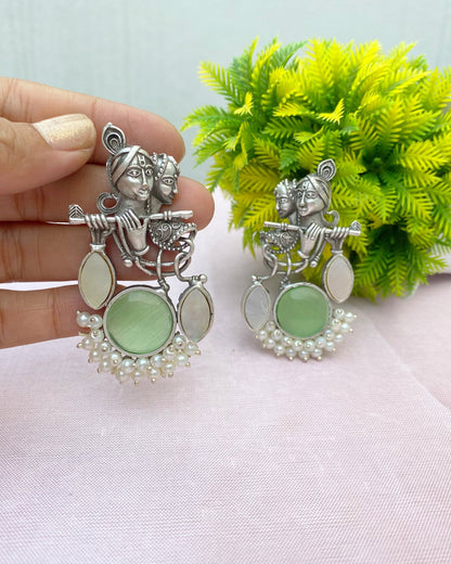 Mint Green Radha Krishna Earring