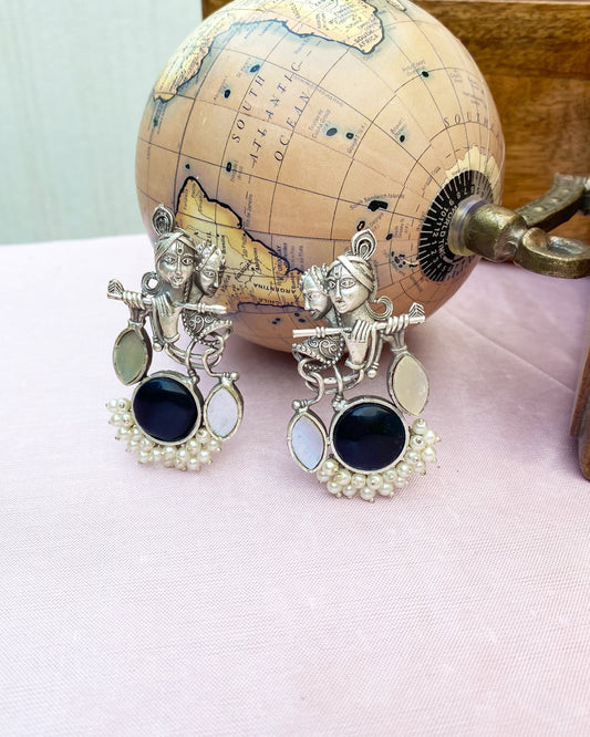 Black Radha Krishna Earring