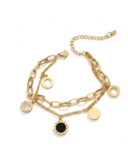 Black & White Roman Dual Line Chain Bracelet