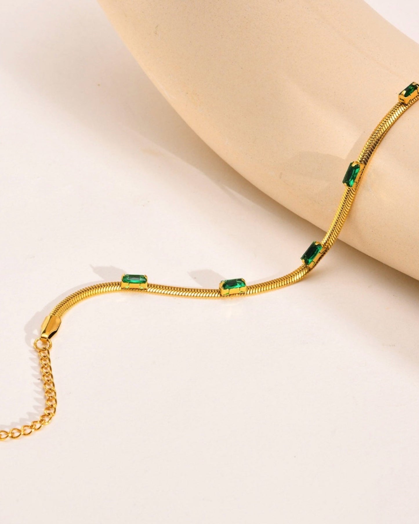 Emerald Stoned Gold Plated Bracelet