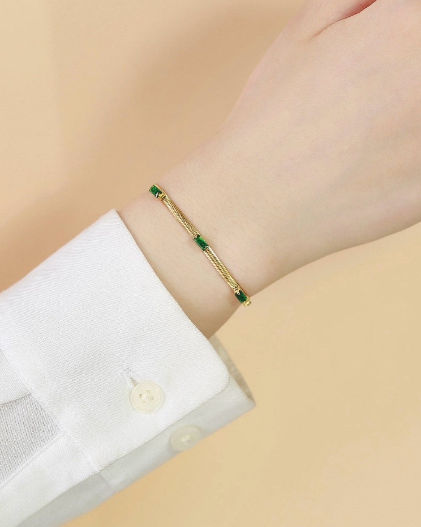 Emerald Stoned Gold Plated Bracelet