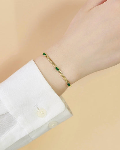 Emerald Stoned Gold Plated Bracelet