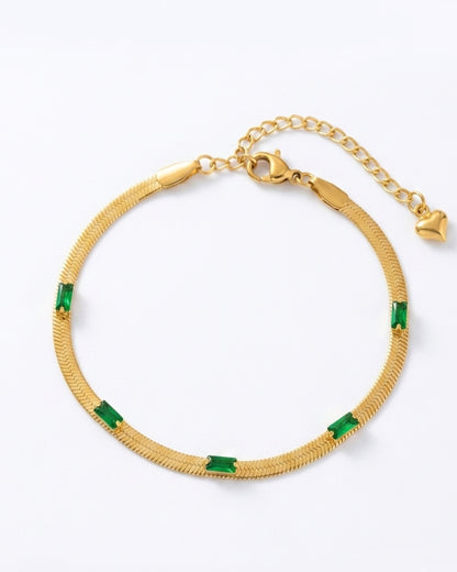 Emerald Stoned Gold Plated Bracelet