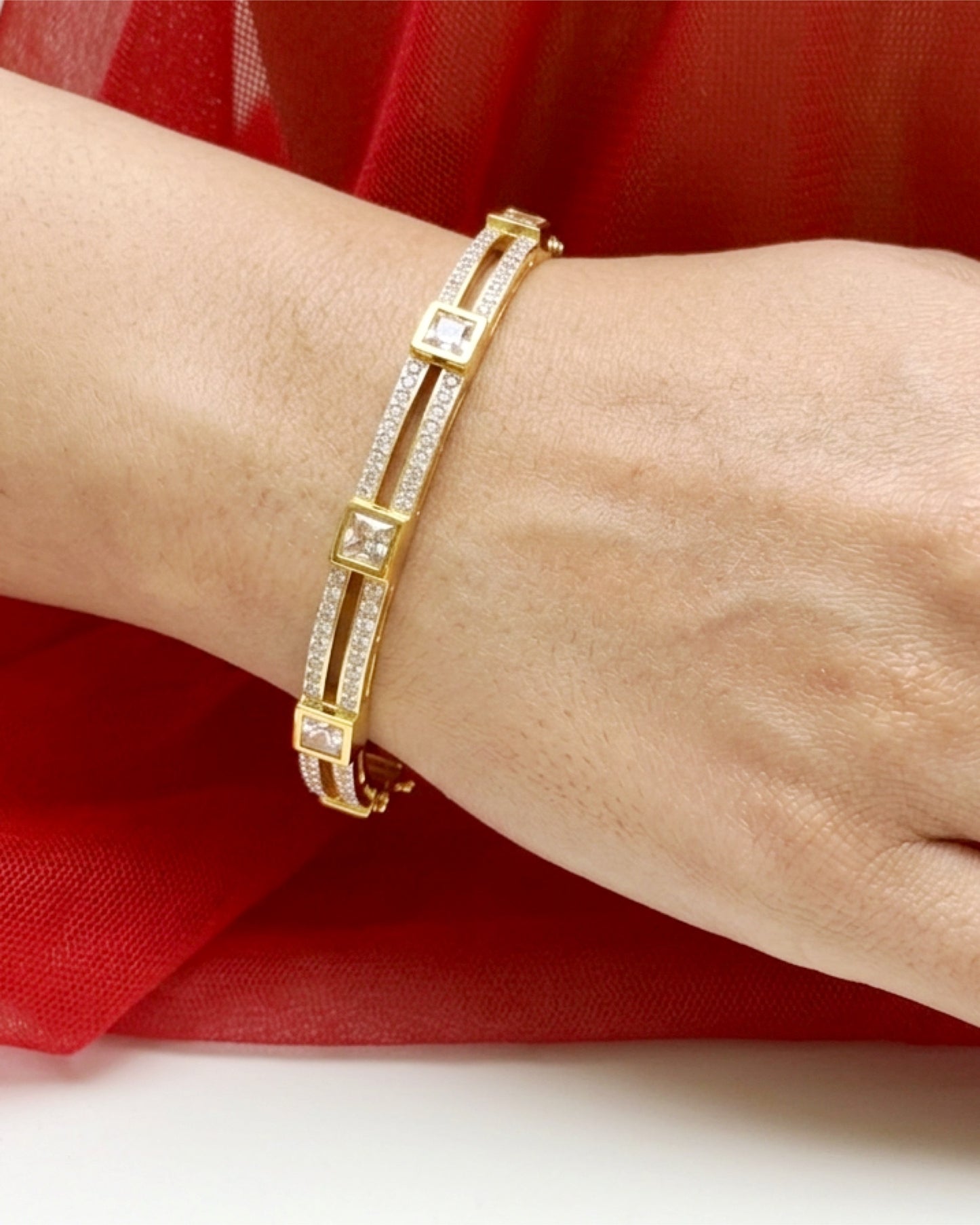 Square Princess-Cut Accent Bangle