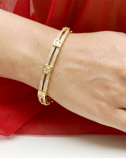 Square Princess-Cut Accent Bangle
