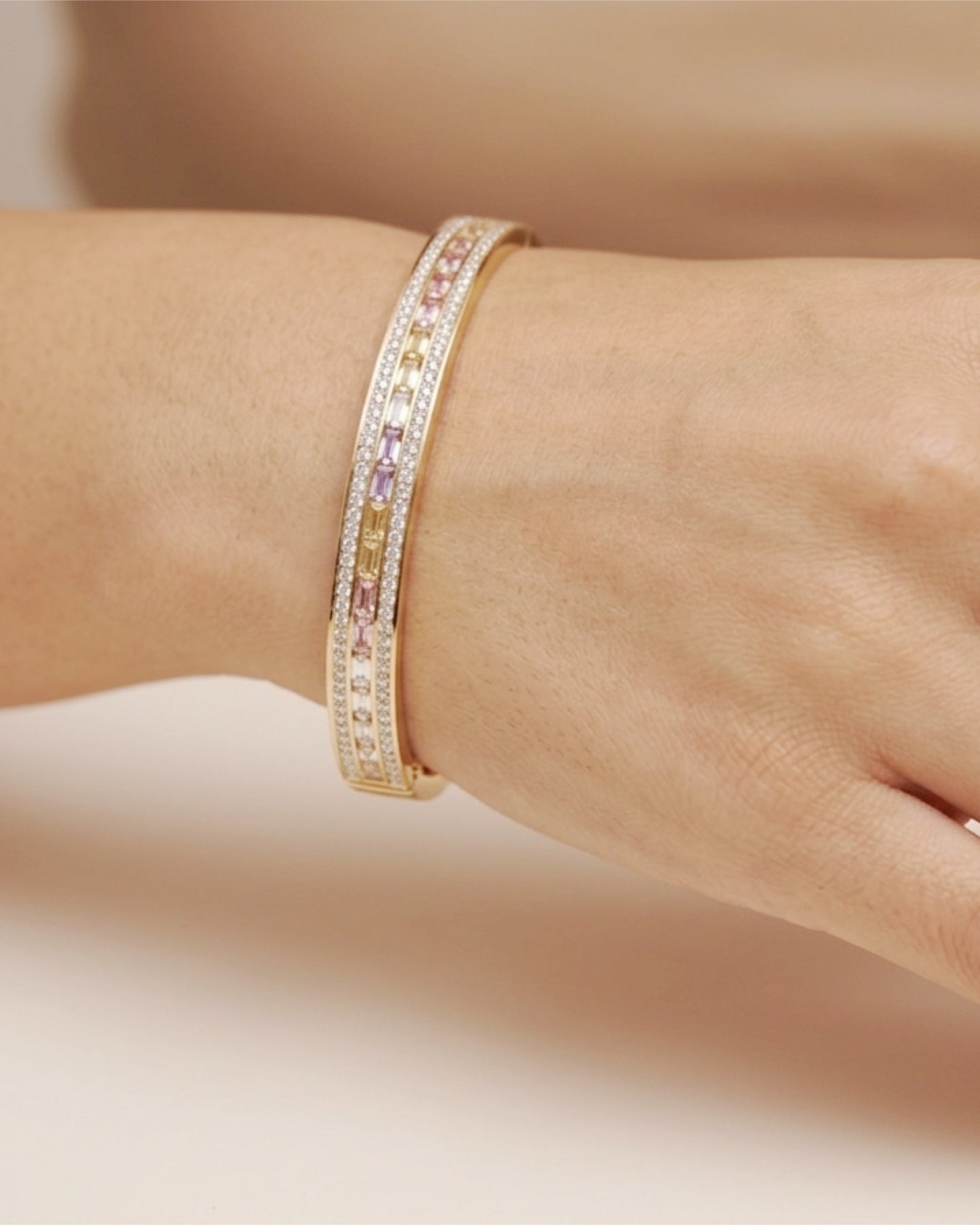 Channel-Set Baguette Crystal Bangle