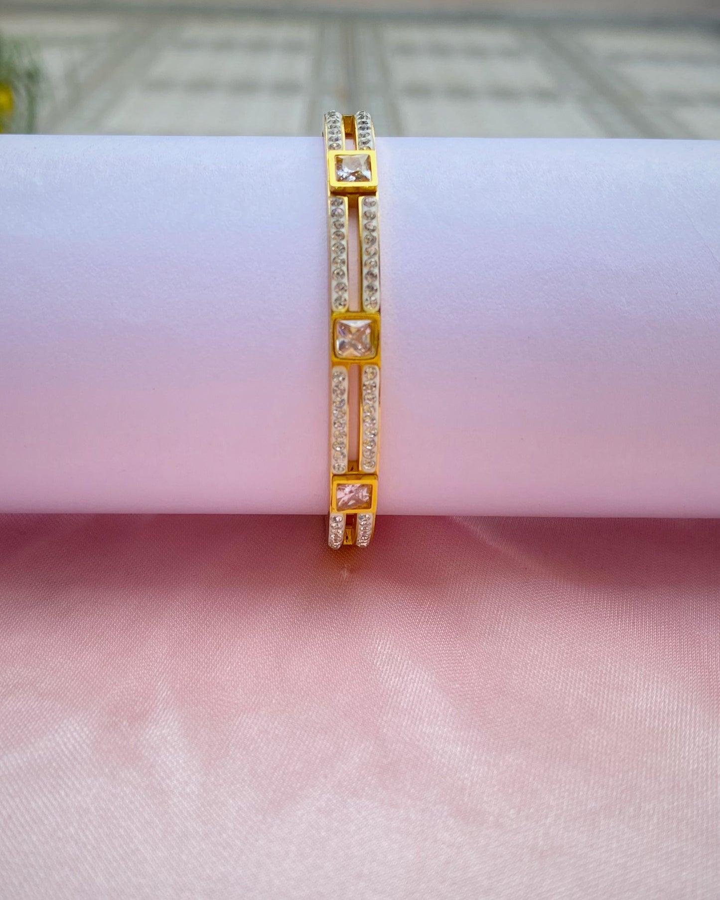 Square Princess-Cut Accent Bangle