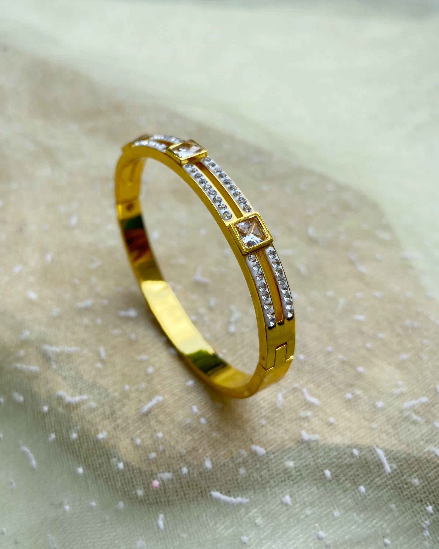 Square Princess-Cut Accent Bangle
