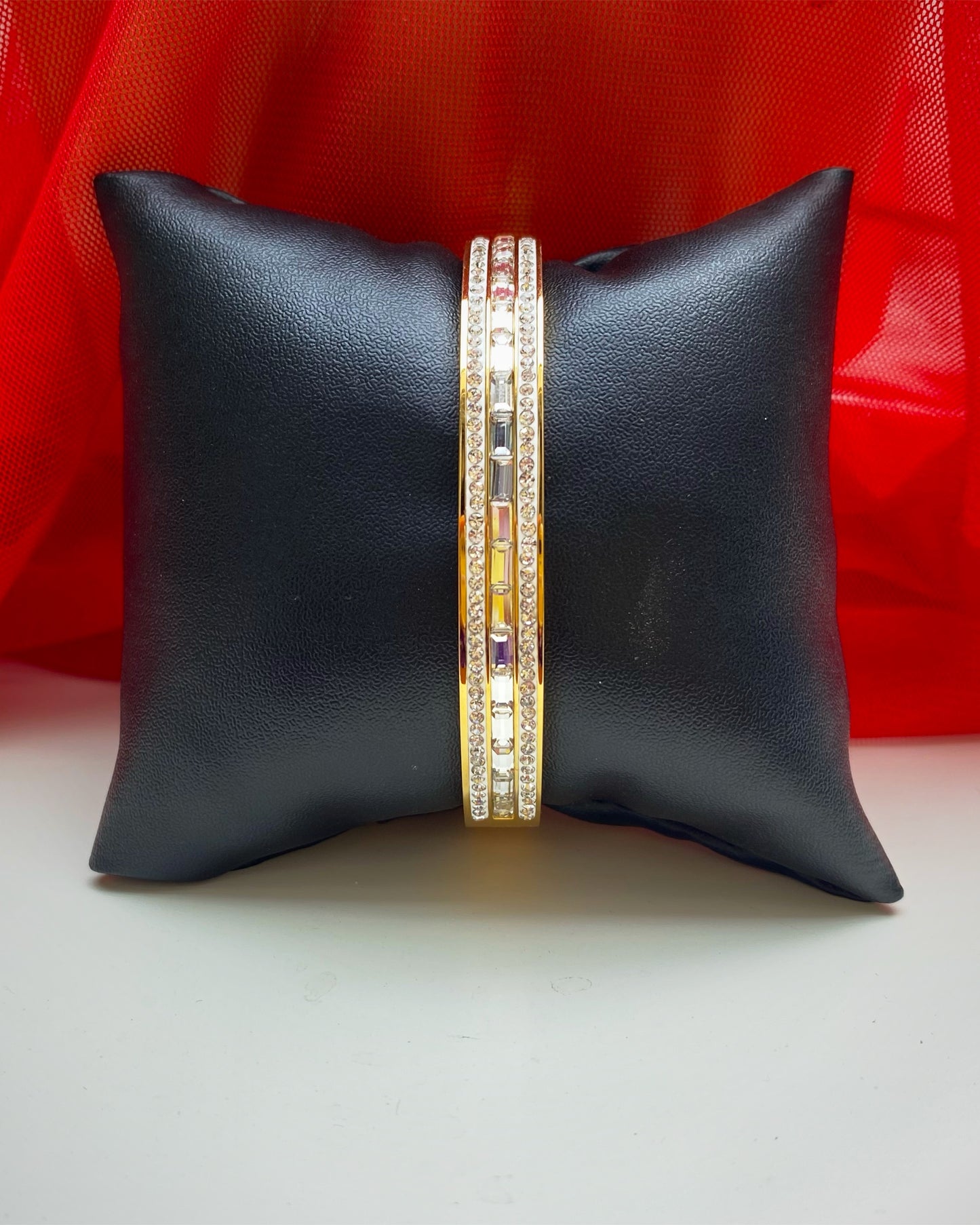 Channel-Set Baguette Crystal Bangle