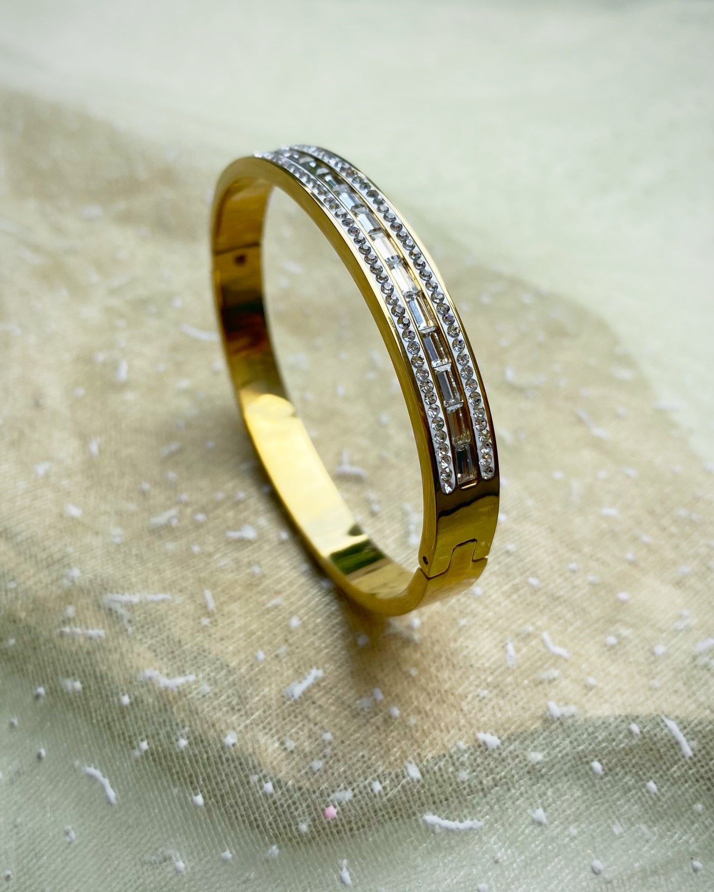 Channel-Set Baguette Crystal Bangle