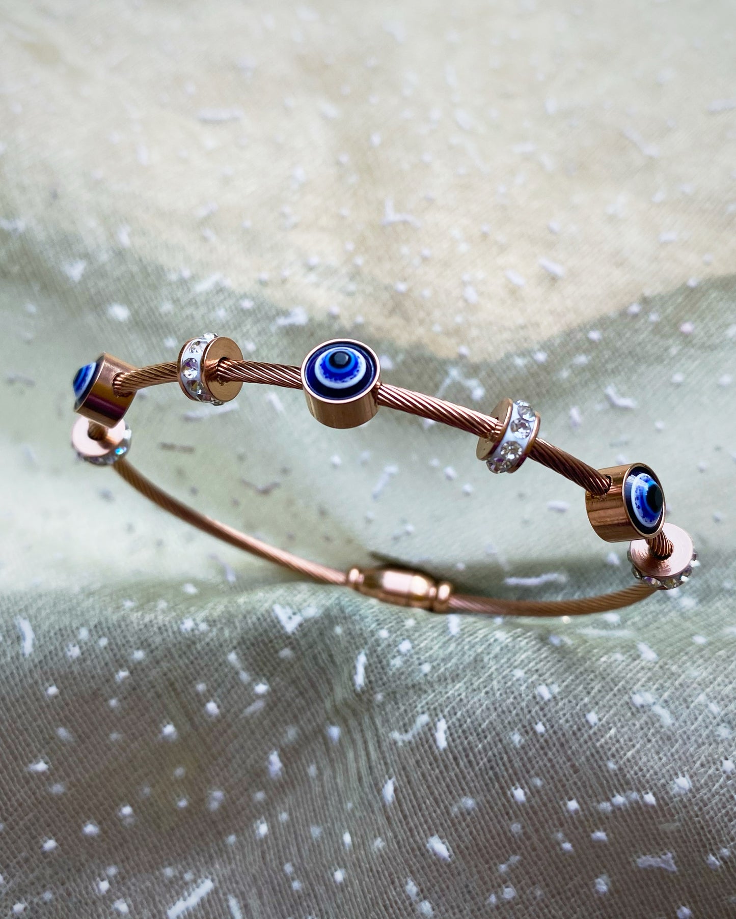 Evil Eye Twisted Cable Bracelet